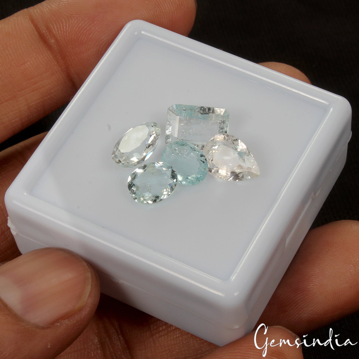 5 Pcs Natural Blue Aquamarine 7-10mm Mix Faceted Cut Loose Gemstones~ 8.40 Cts
