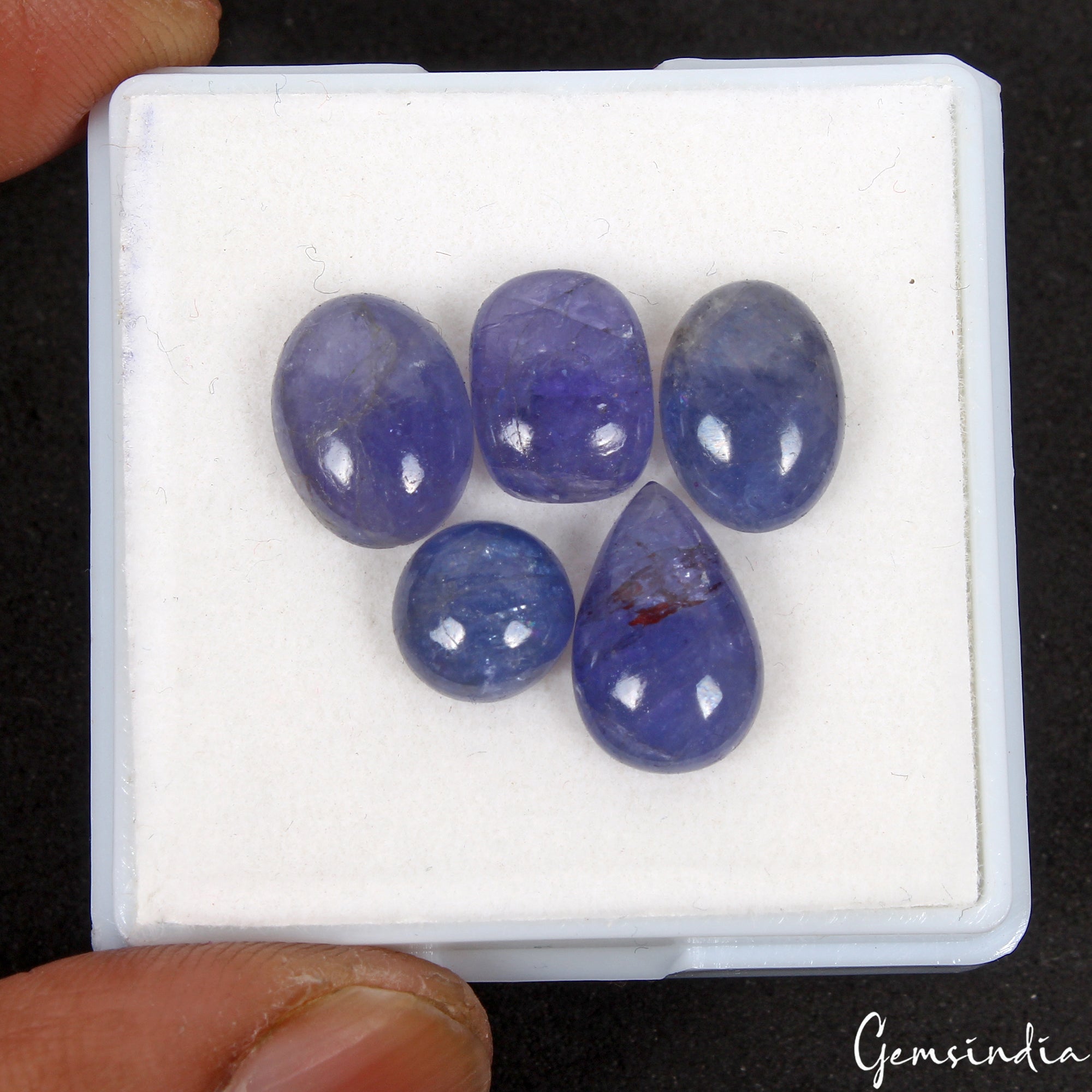 18.10 Ct Natural Tanzanite Mix Cabochon Loose Untreated 7-13mm Gemstones~ 5 Pcs