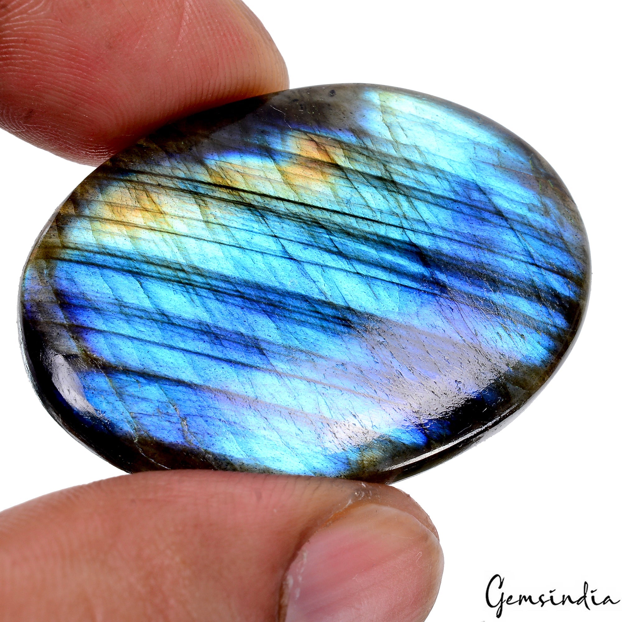 65.90 Cts Bright Stone Blue Power Spectrolite Labradorite Cabochon Certified Gem