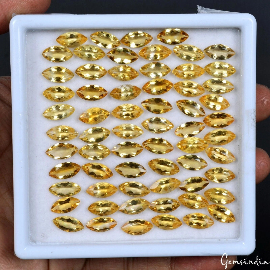 Citrine Lot, Loose Gemstone, Untreated, Yellow — 64 Pieces, 11-12 mm, 100.30 Ct, Brazil
