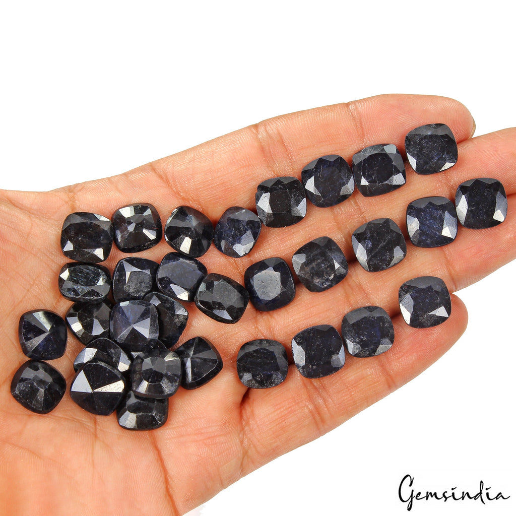 32 Pcs Natural Blue Sapphire Cushion Faceted Cut Loose Calibrated 12mm Gemstones