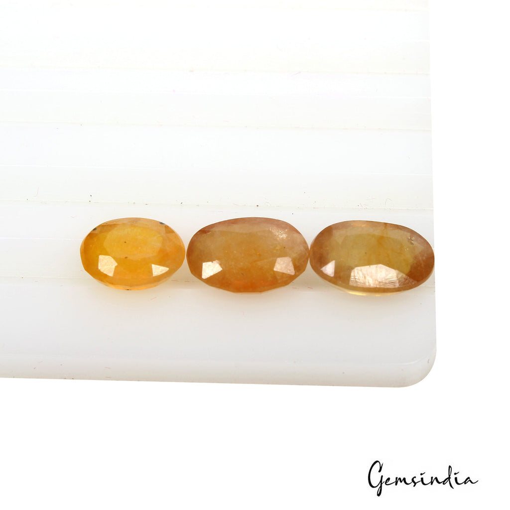 15.05 Ct Natural Untreated Yellow Sapphire Oval Faceted Loose Gemstone Lot 3 Pcs