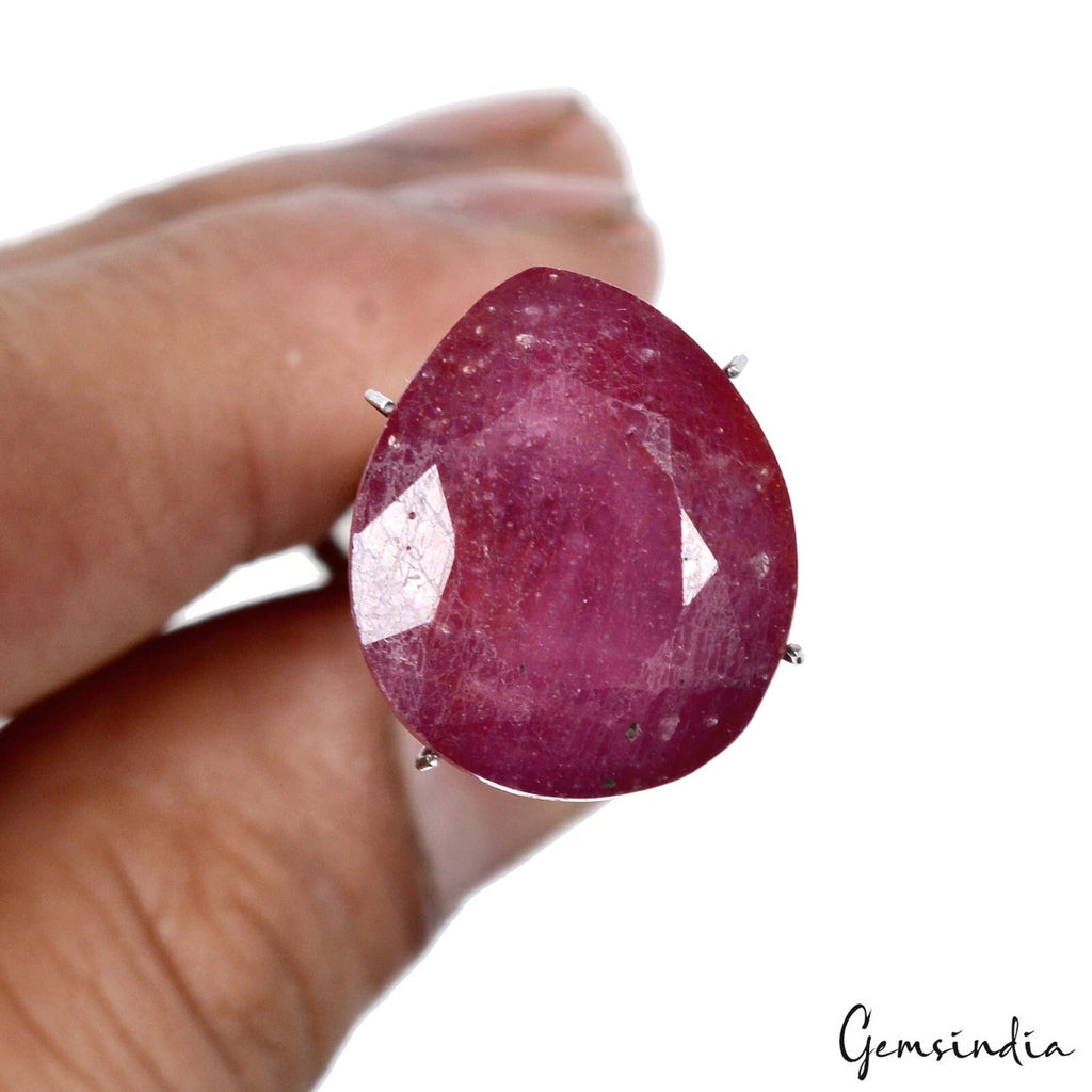 Certified 22.80Ct Natural Mozambique Pink Red Ruby Pear Faceted Cut Gem For Ring