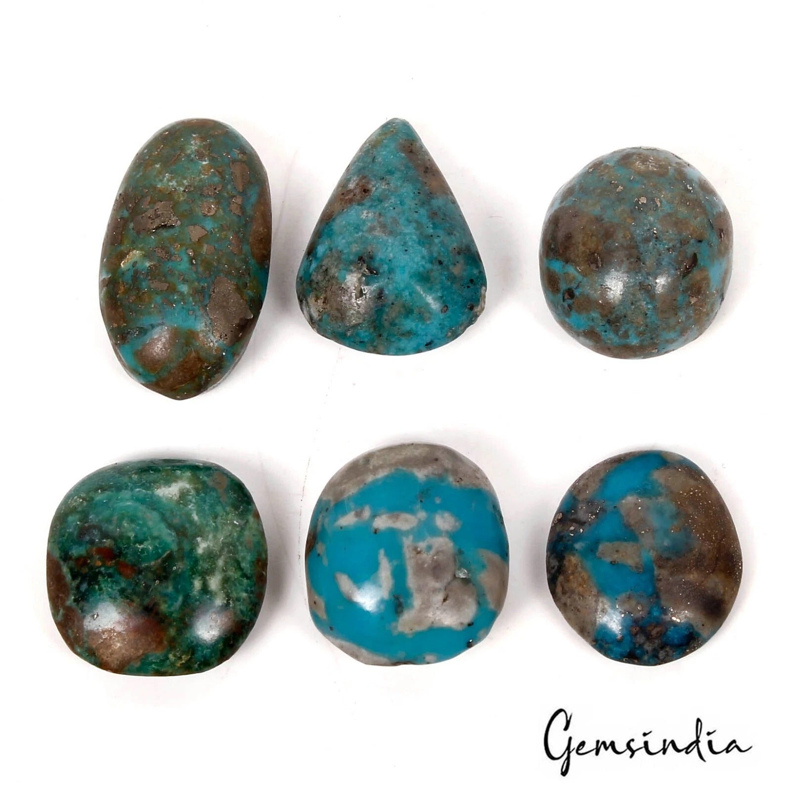 6 Persian Turquoise Neyshabur Cabochon Lot, Not Stabilized, %100 Natural 19-26mm
