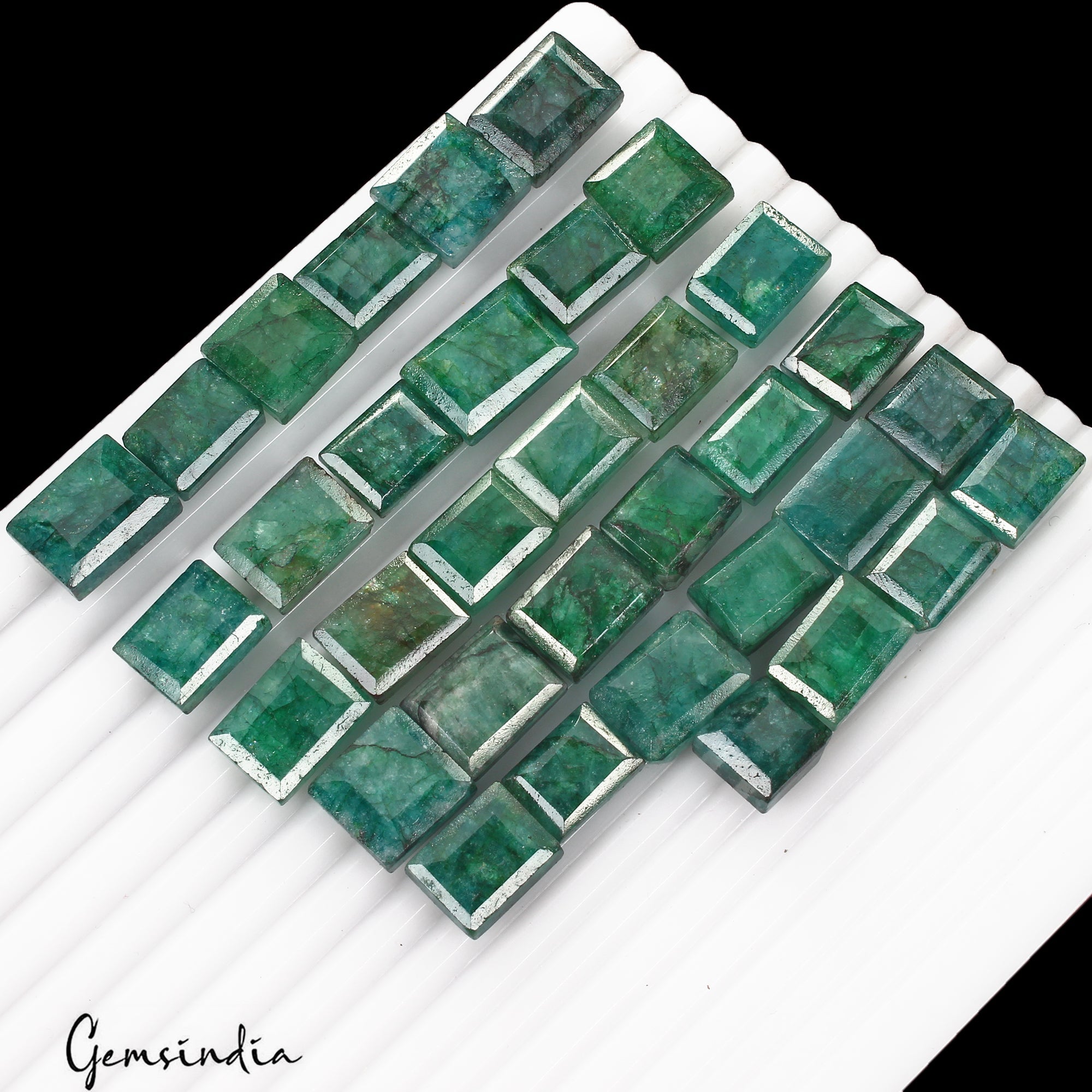 500 Ct/34 Pcs Natural Brazilian Green Emerald Baguette Cut Loose Gem For Jewelry