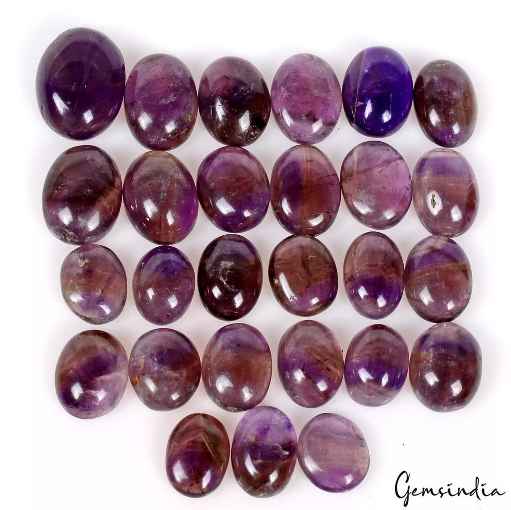 27 Pcs Natural Amethyst/Ametrine Oval Cabochon Loose Untreated Gemstones 81.15Ct
