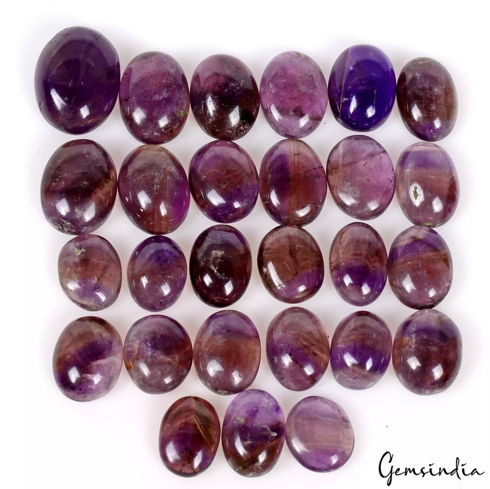 27 Pcs Natural Amethyst/Ametrine Oval Cabochon Loose Untreated Gemstones 81.15Ct