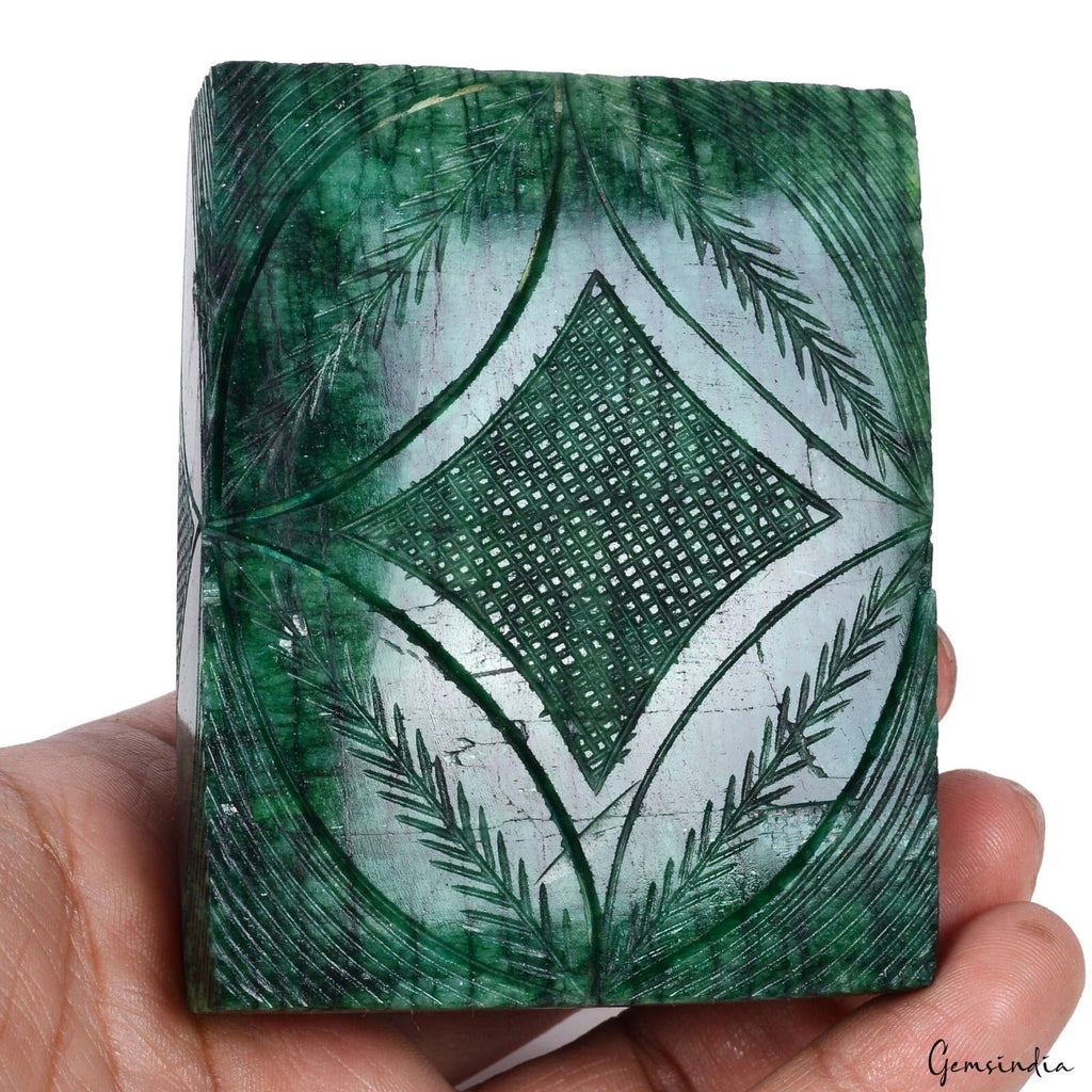 2380 Cts Natural Finest Green Emerald Rectangular Hand Carving Brazil Gemstone