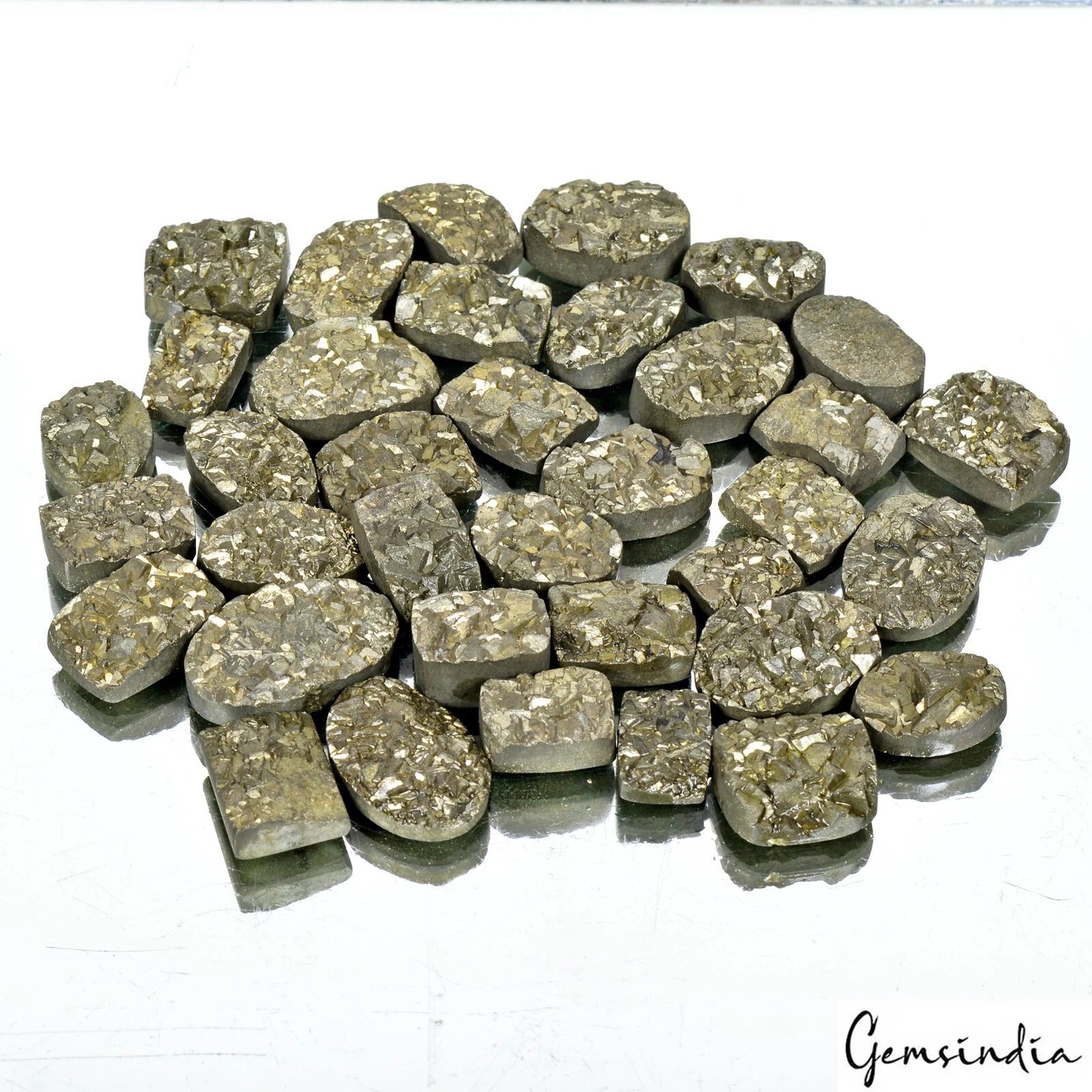 1530 Ct Natural Untreated Gold Pyrite Mix Cut Druzy Gems Lot 36 Pcs For Jewelry