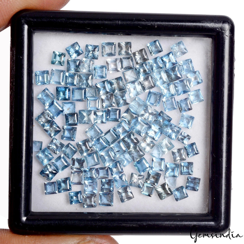 13 Ct Natural Blue Aquamarine Princess Loose Excellent Quality Cut Gems 2.5mm