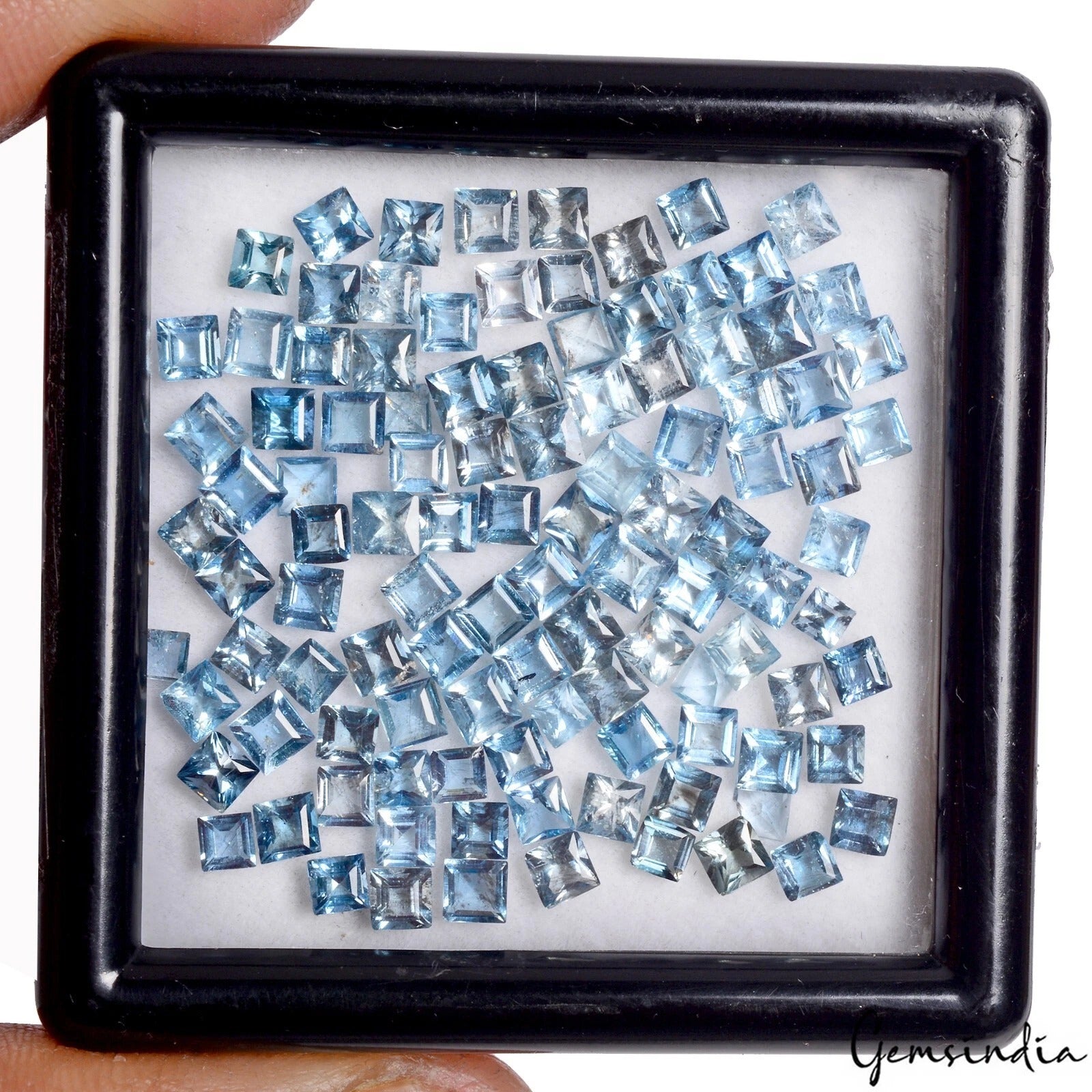 13 Ct Natural Blue Aquamarine Princess Loose Excellent Quality Cut Gems 2.5mm
