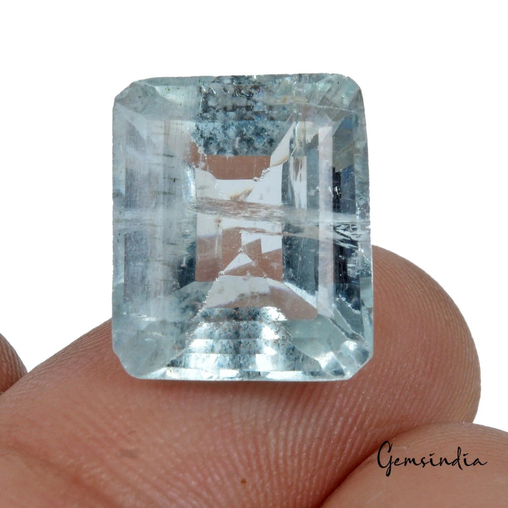 7.60 Ct 100% Natural Unheated Blue Aquamarine Octagon Cut Loose Gemstone 13x10mm