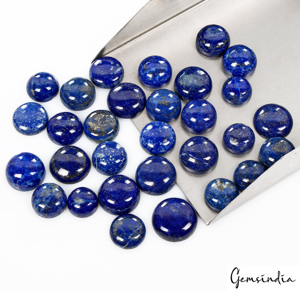 30 Pcs Natural Lapis Lazuli 12-18mm Round Loose Cabochon Gemstones Lot~370 Cts