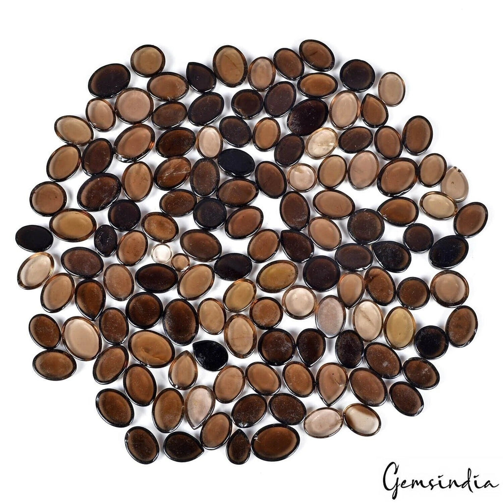 130 Pcs Natural Smoky Quartz 1200 Ct Oval Cabochon Loose Wholesale Gemstones Lot