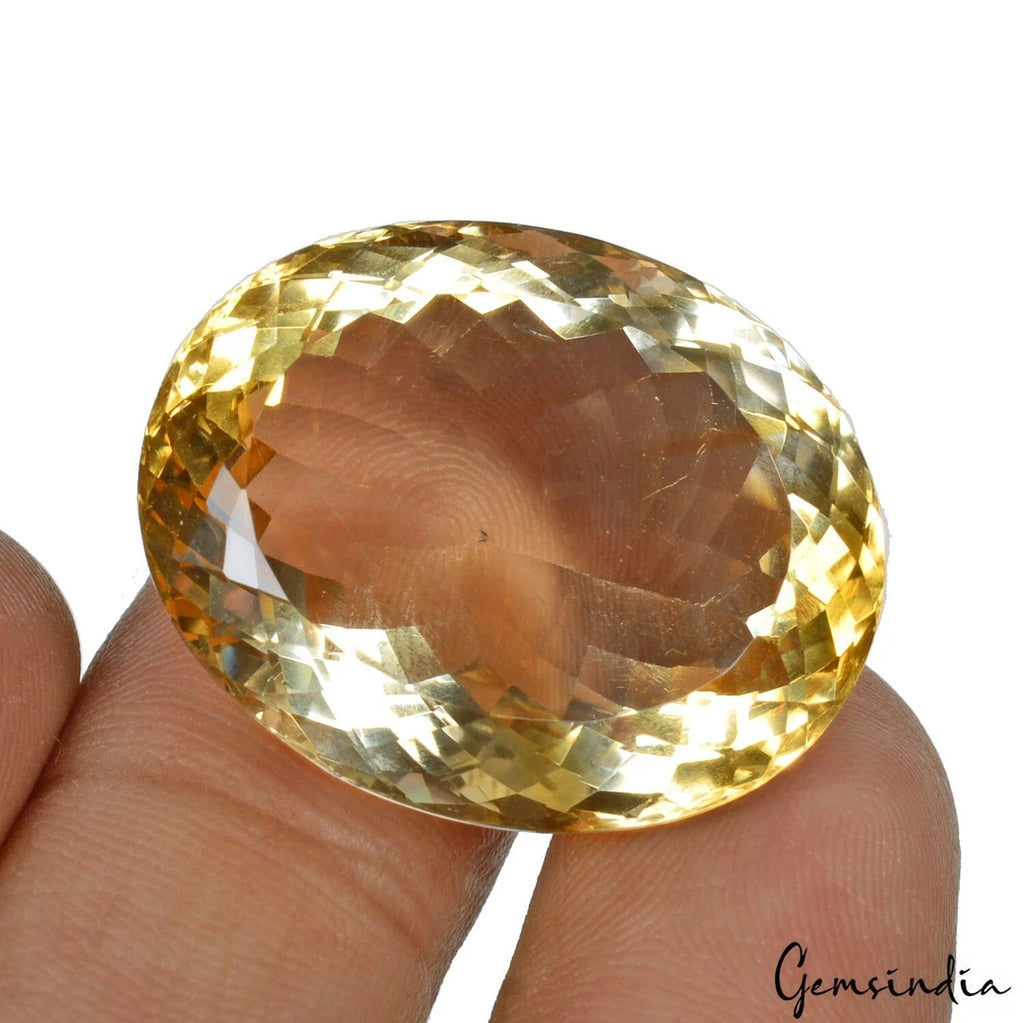 Certified 42.90 Cts Natural Untreated Yellow Citrine Oval faceted Cut Loose Gem