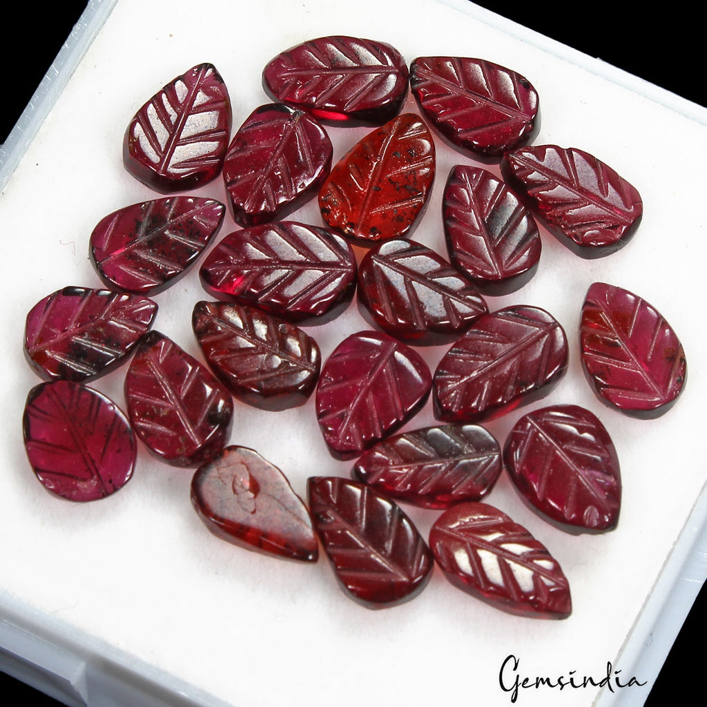 35.85 Cts/22 Pcs Natural Rhodonite Garnet Pear Leaf Hand Carved Loose Gems Lot