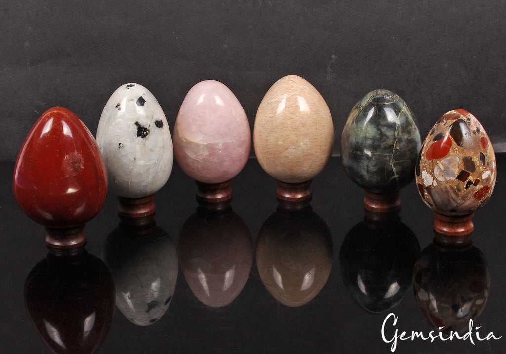 2 Kilo Natural Multi Gemstones Polished Crystal Healing Mineral Eggs /6 Pcs