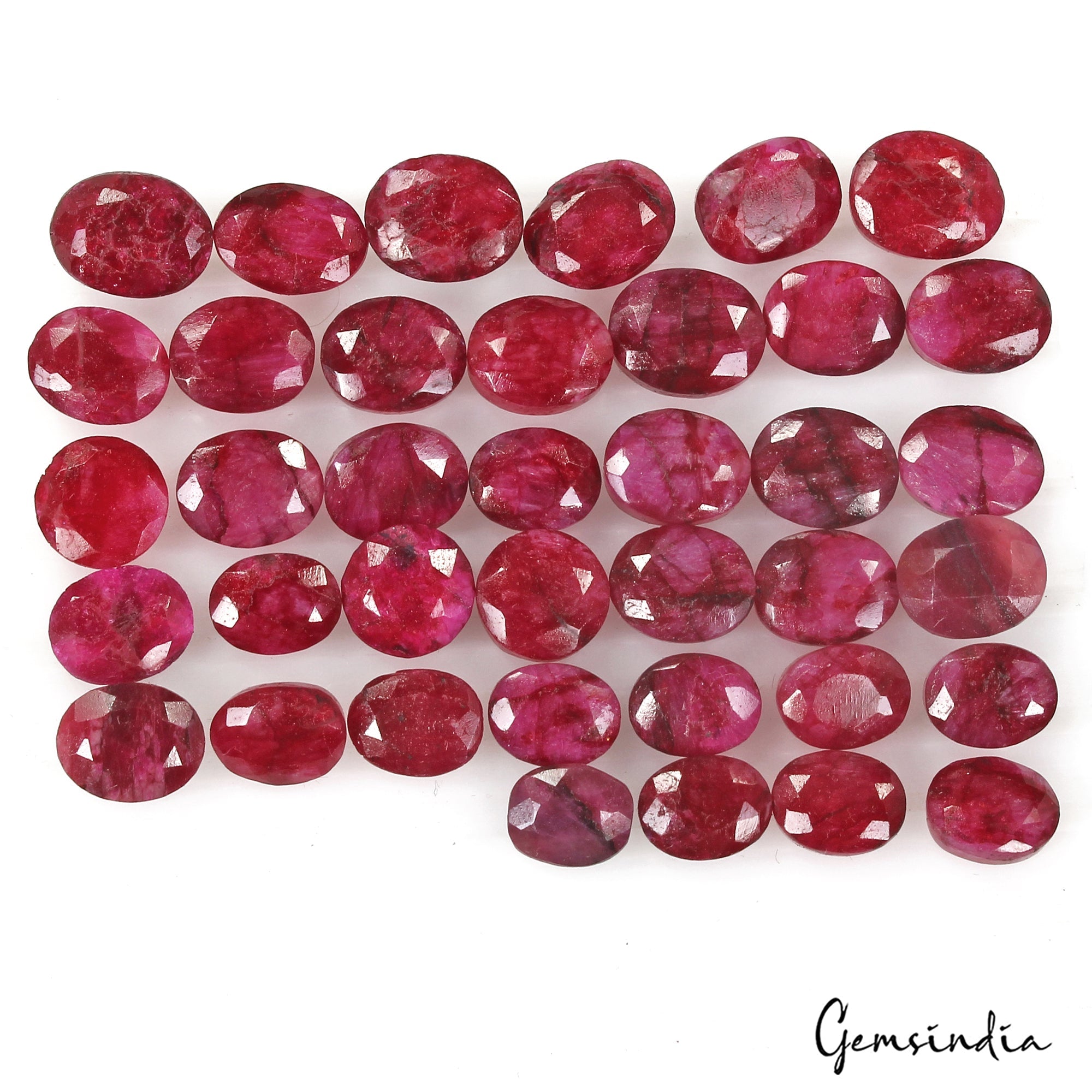 Certified 122.65 Cts/38 Pcs Natural Red Pink Beryl Bixbite Oval Cut Loose Gems