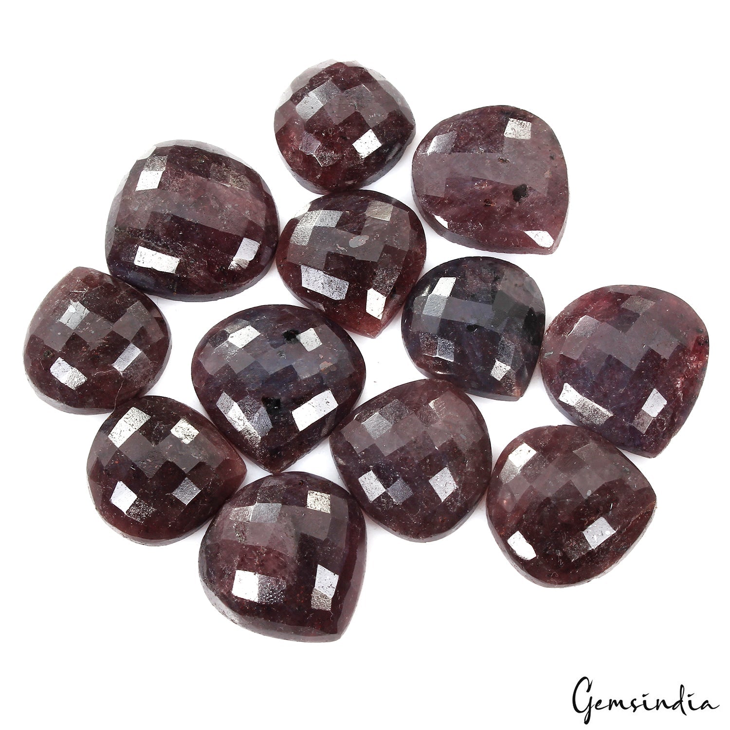 365 Ct Natural Red Blue Sapphire Pear Checker Cut Flat Back Loose Gemstones 12Pc