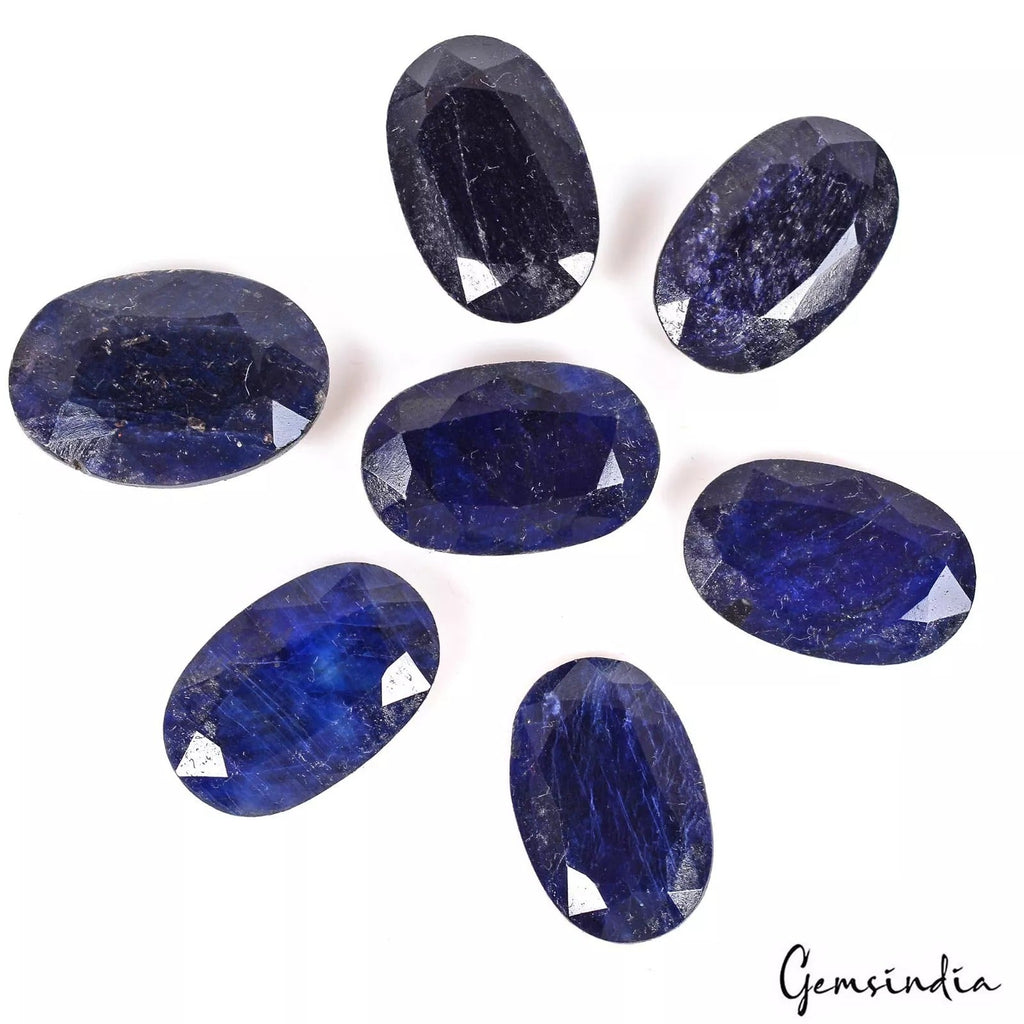 Certified 161.60 Cts/7 Pcs Natural Blue Sapphire Oval Faceted Cut Loose Gems Lot