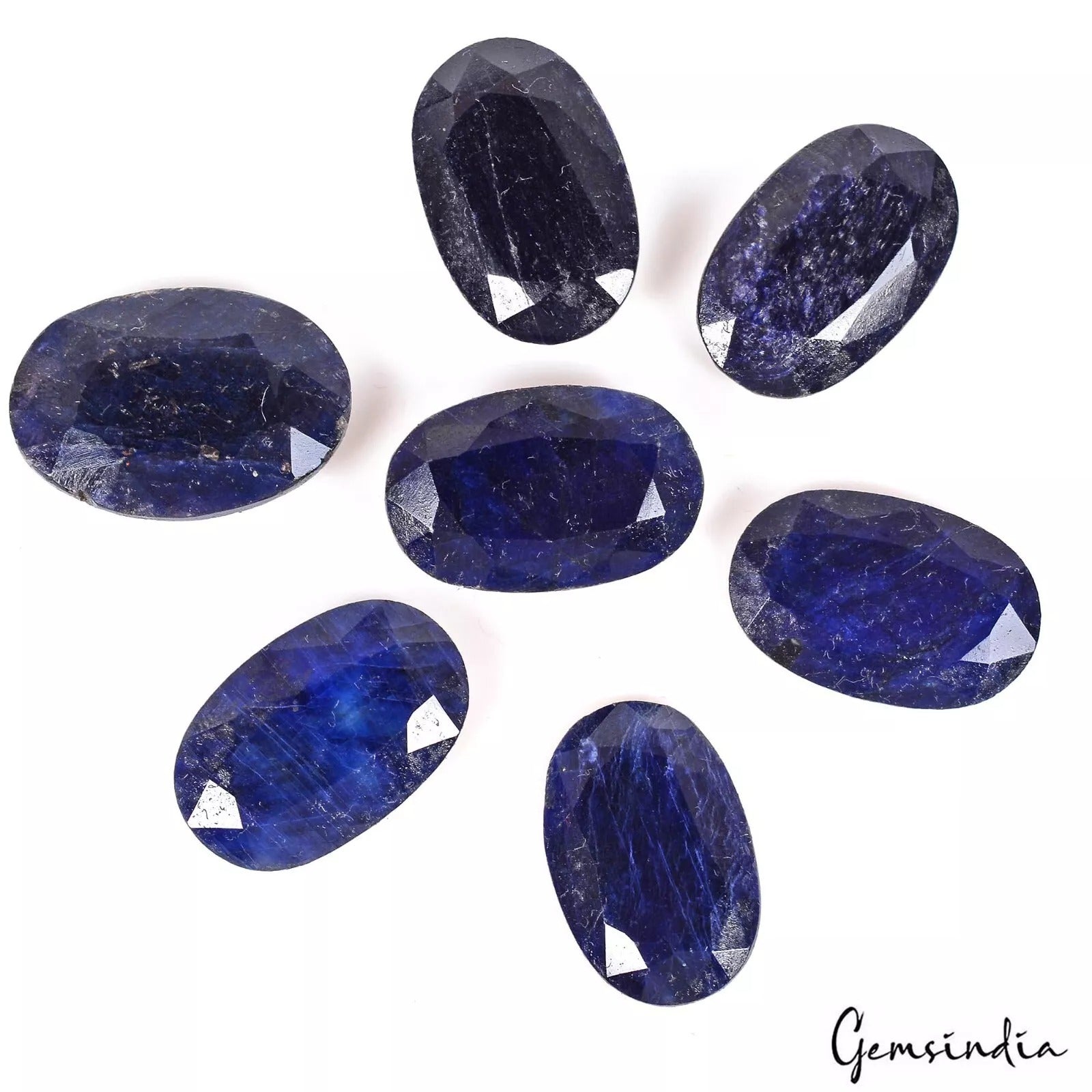 Certified 161.60 Cts/7 Pcs Natural Blue Sapphire Oval Faceted Cut Loose Gems Lot