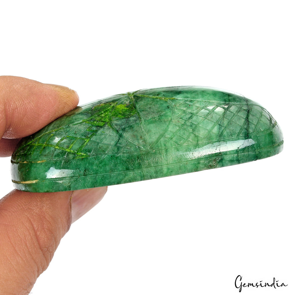 630 Ct Natural Green Brazilian Emerald Oval Cut Earth Mined Carving Loose Gems