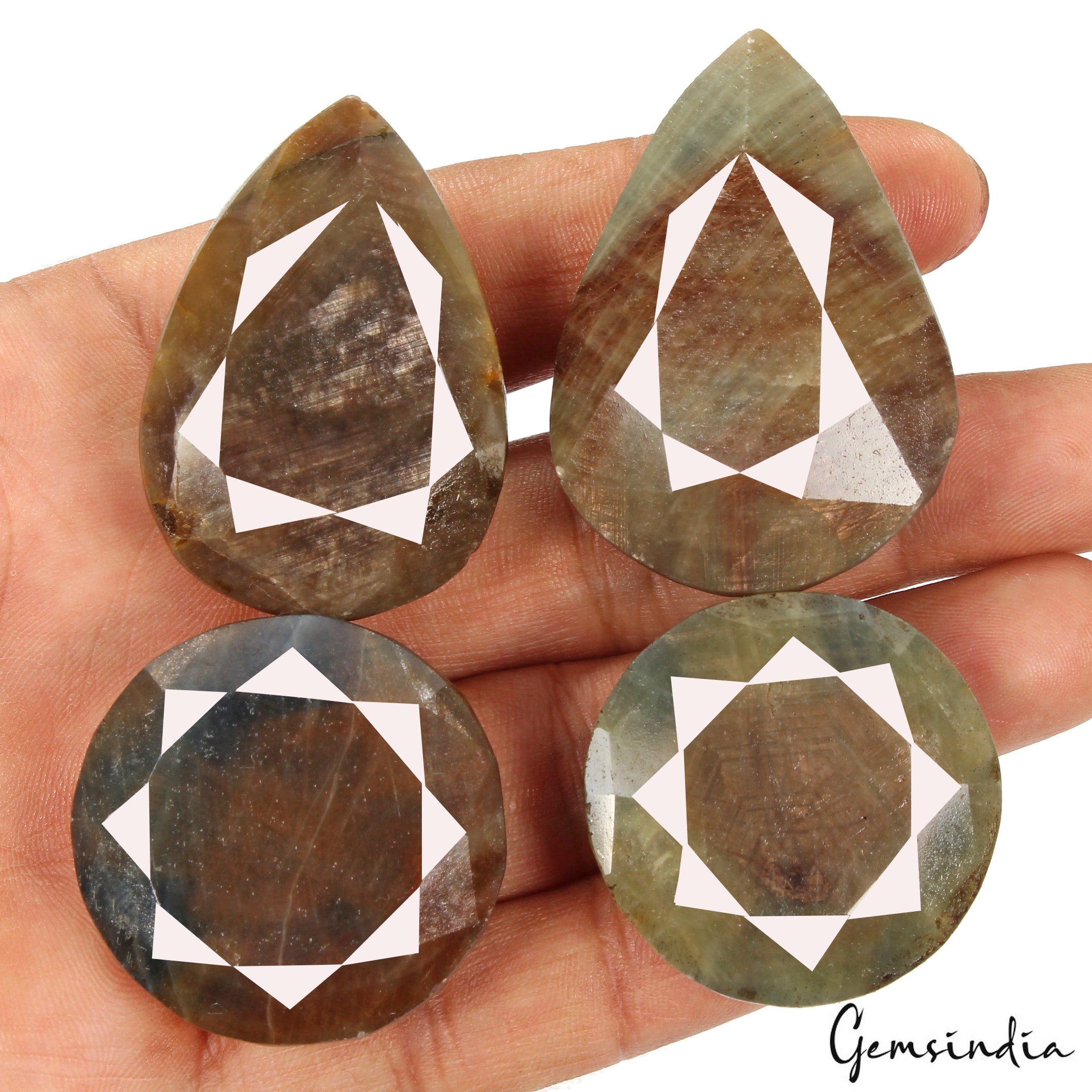 Sapphire Lot, Loose Gemstone, Round & Pear Cut, Untreated — 4 Pieces, 33mm to 47mm, 920 Ct, Madagascar