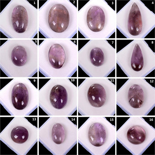 Amethyst Lot, Cabochon, Untreated, Purple — 16 Pieces, 20mm to 38mm, 510 Ct, Madagascar
