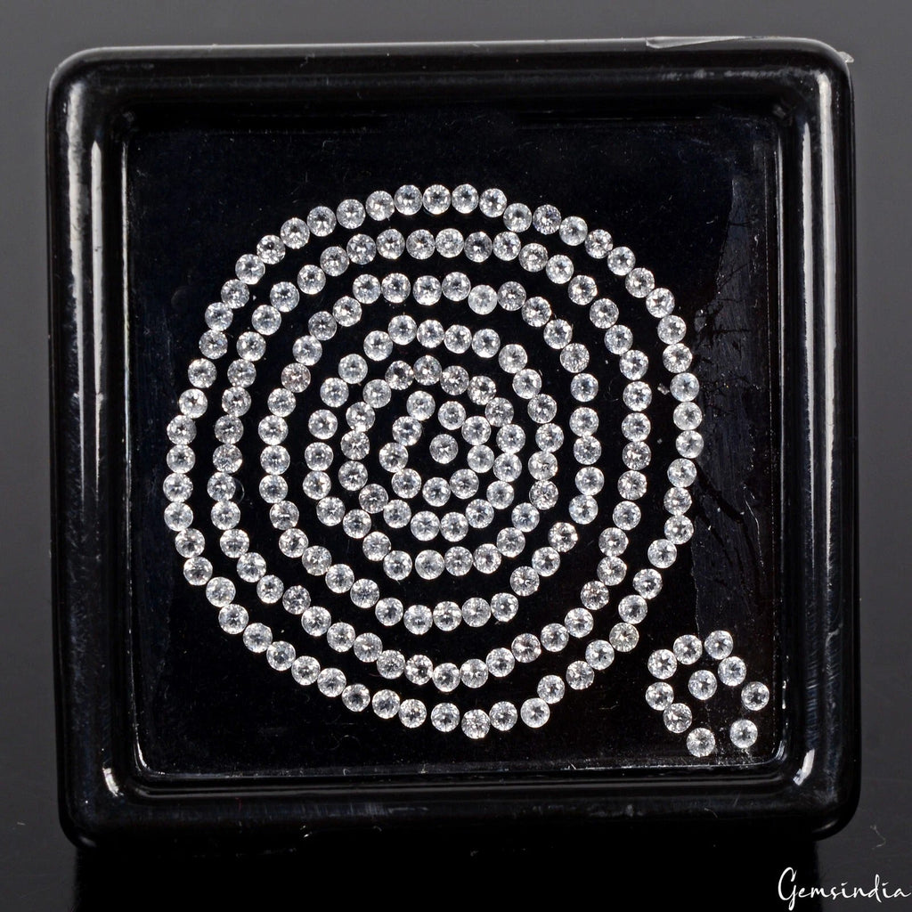 3.80 Ct/200 Pcs Natural White Topaz Round Calibrated 1.5mm Jewelry Gemstones Lot