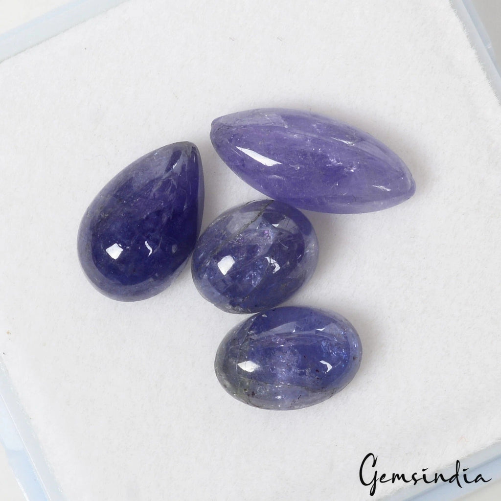 11 Cts/4 Pcs Natural Untreated Blue Tanzania Tanzanite Mix Cab Gems For Jewelry
