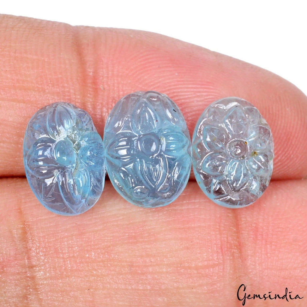 8.70 Ct Natural Aquamarine Carving Untreated Top Quality Certified Gems ~11x8mm