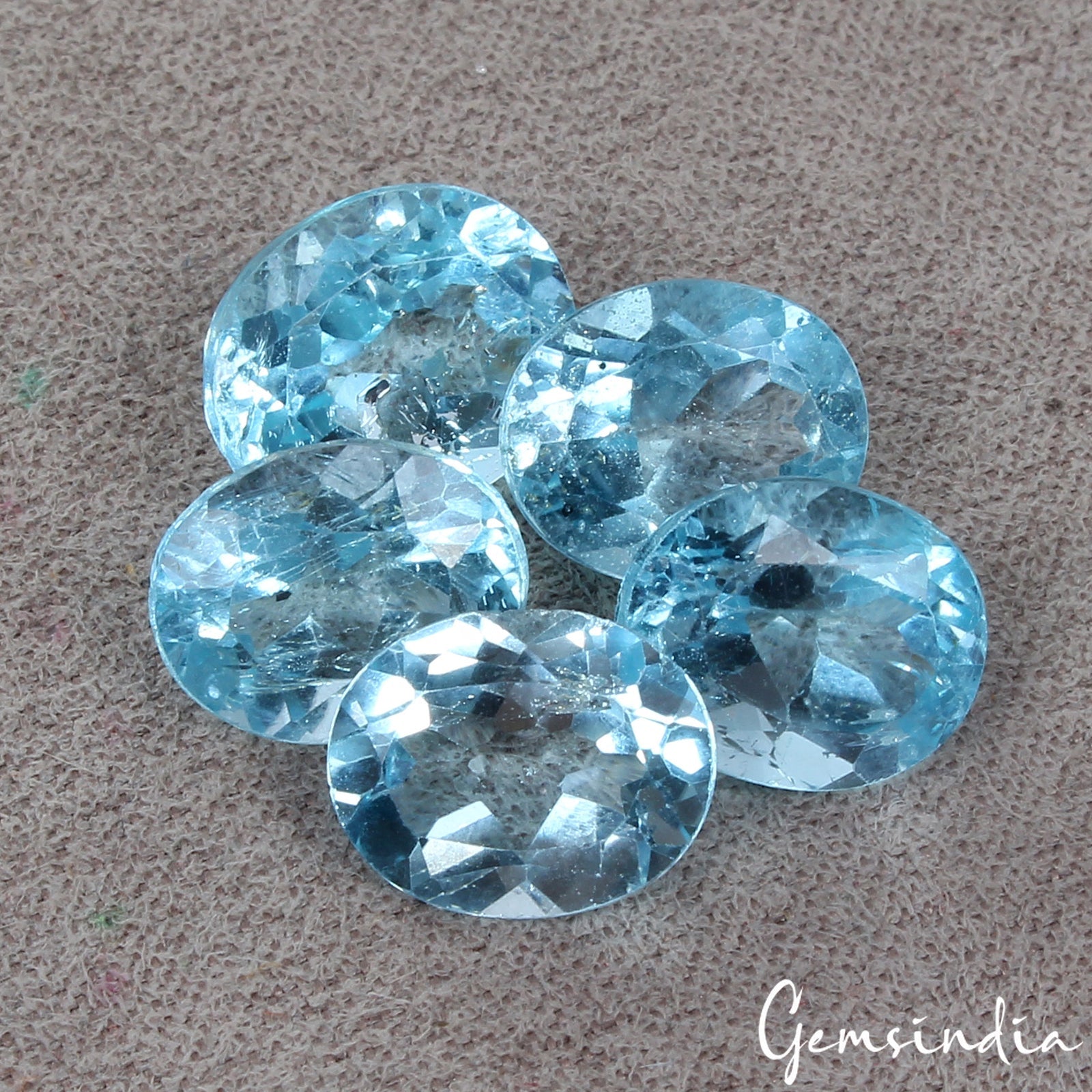 23.40Ct/5 Pcs Natural Sky Blue Topaz Brazil Oval Cut Certified 10-11mm Gemstones