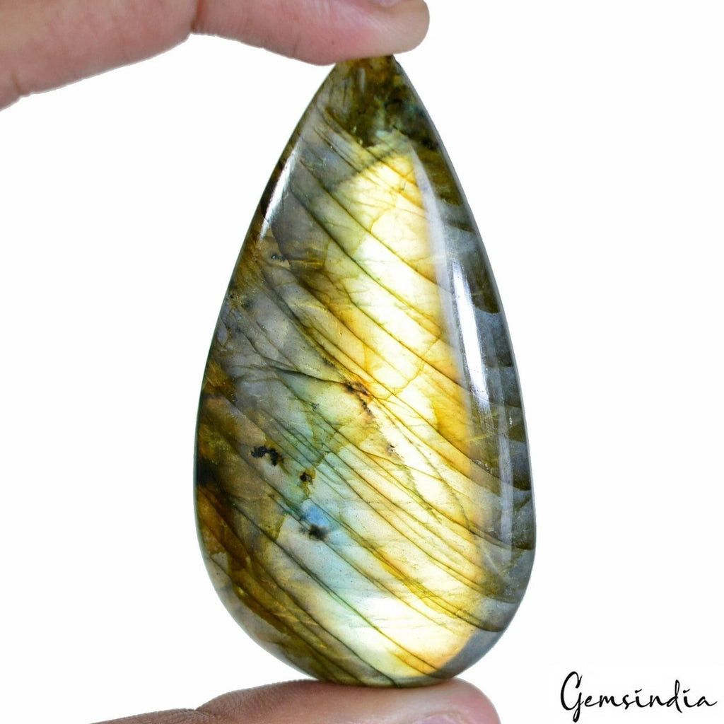 150.00 Ct Natural Untreated Yellow Shine Labradorite Pear Certified Size Gems