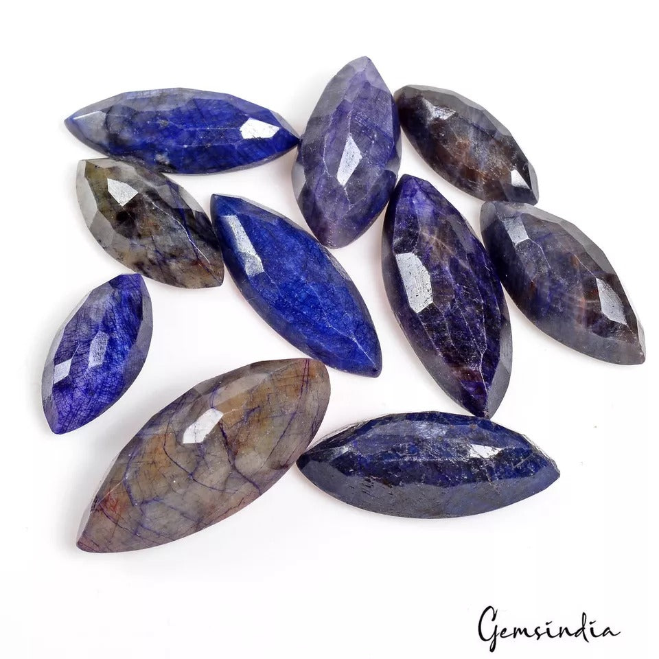265.20 Ct/10 Pcs Natural African Blue Sapphire Marquise Cut Gems Lot For Jewelry