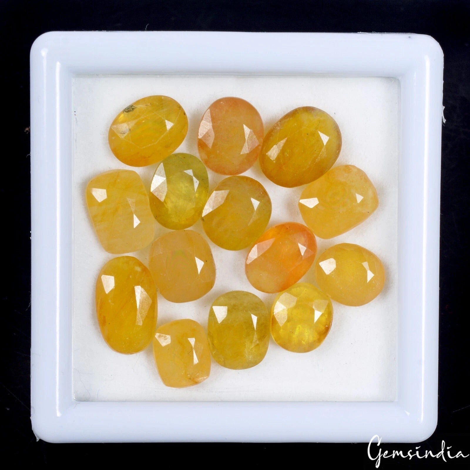 Certified 57 Cts/14 Pcs Natural Ceylon Yellow Sapphire Mix Cut Gems For Jewelry