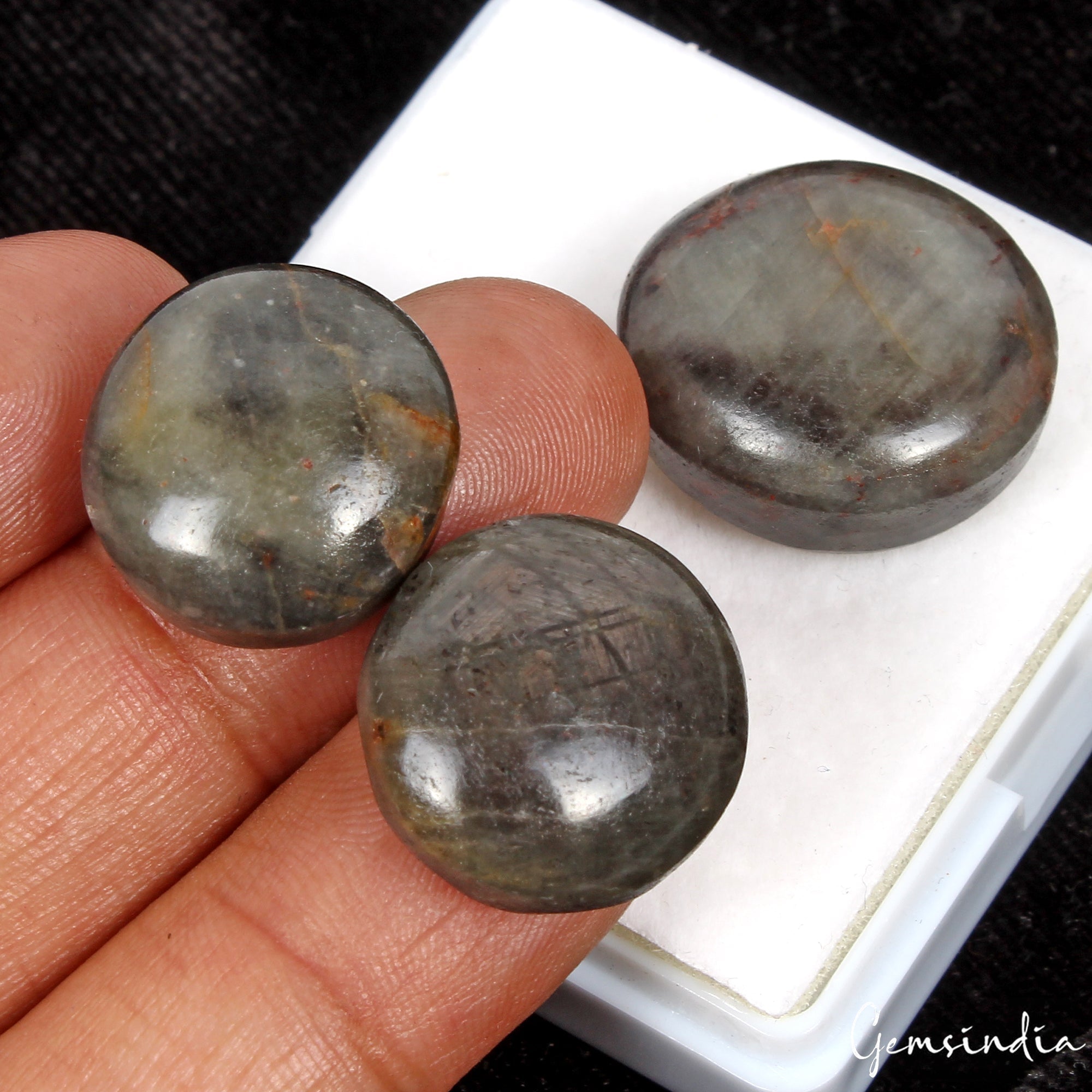 130.30 Ct/3Pcs Natural Untreated Brown Sapphire Round Cab Loose Gems For Jewelry