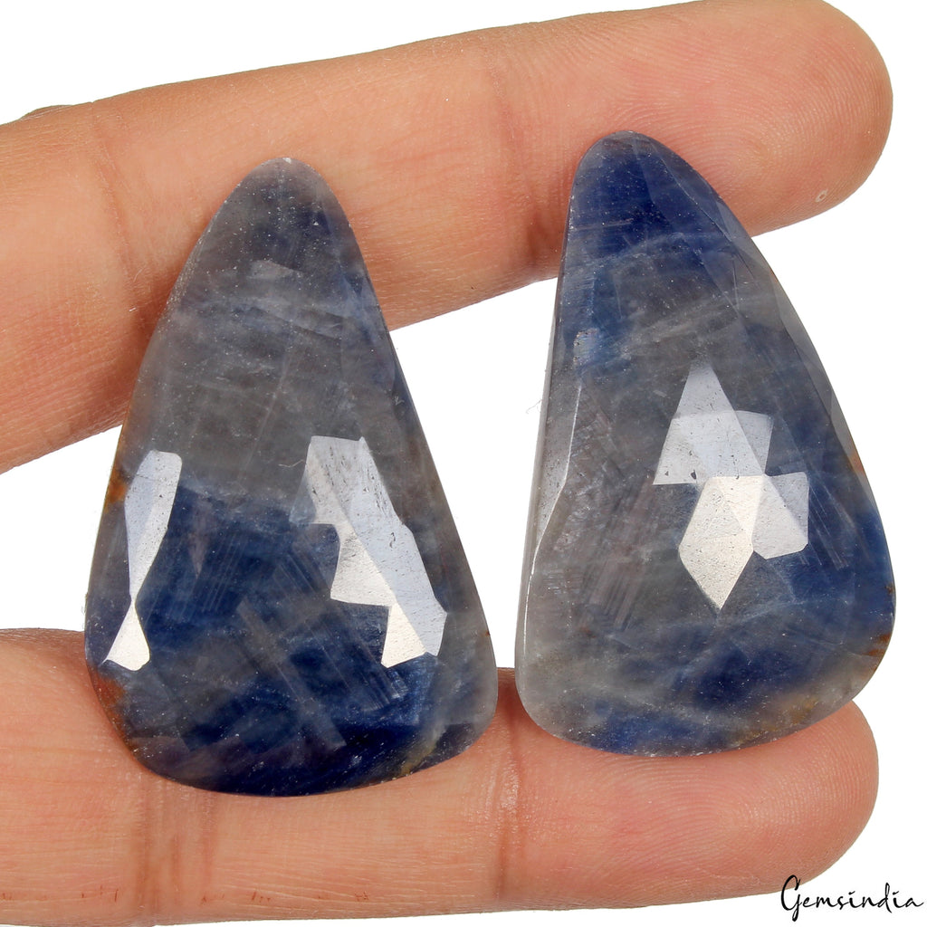 100 Cts/2 Pcs Natural Unheated Sapphire Pair 41x27mm Bi-color Matching Gemstone