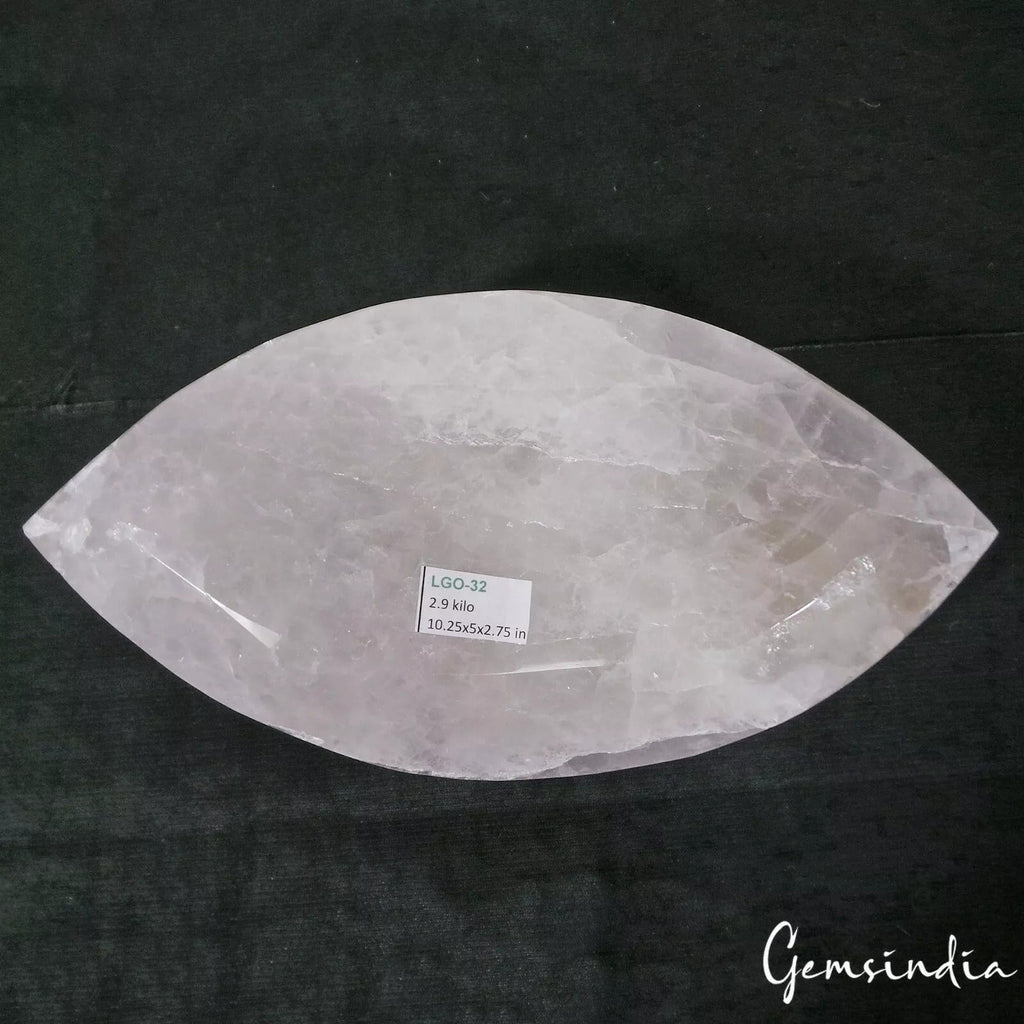 Natural Rare White Quartz Crystal 2.9 Kilo Big Madagascar Marquise Cut Gemstone