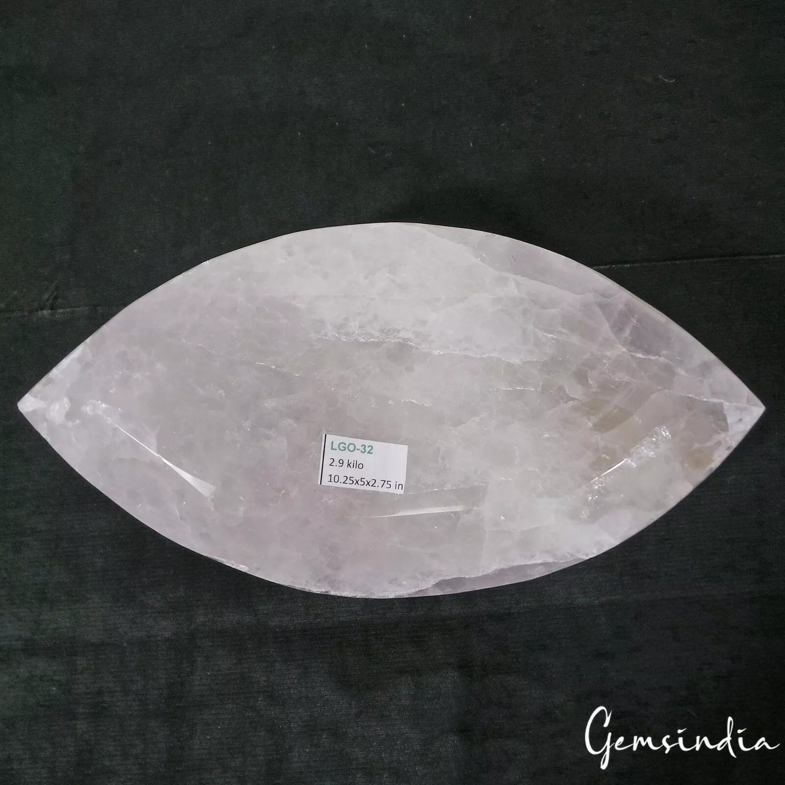 Natural Rare White Quartz Crystal 2.9 Kilo Big Madagascar Marquise Cut Gemstone