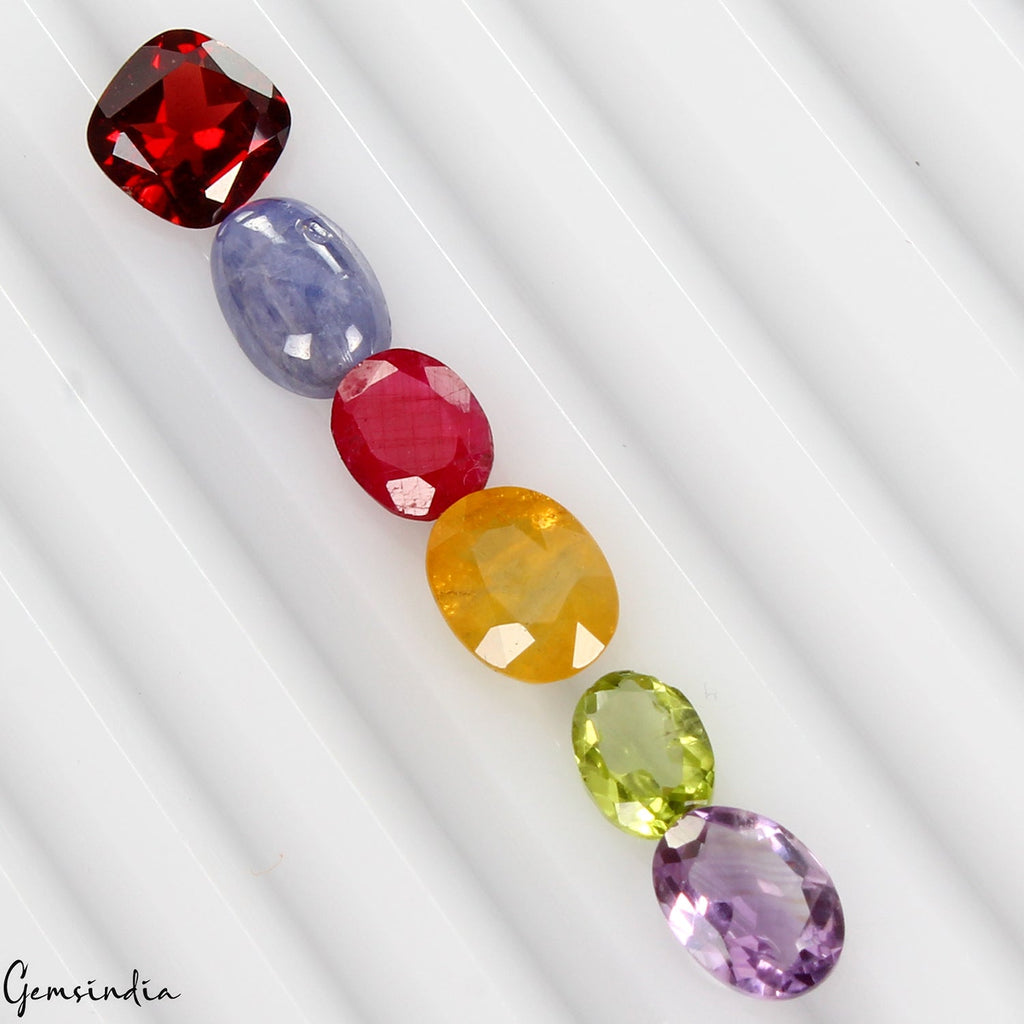 Lot of Natural Stones Semi Precious Mix Cut Gems For Jewelry Collection 6 Pcs