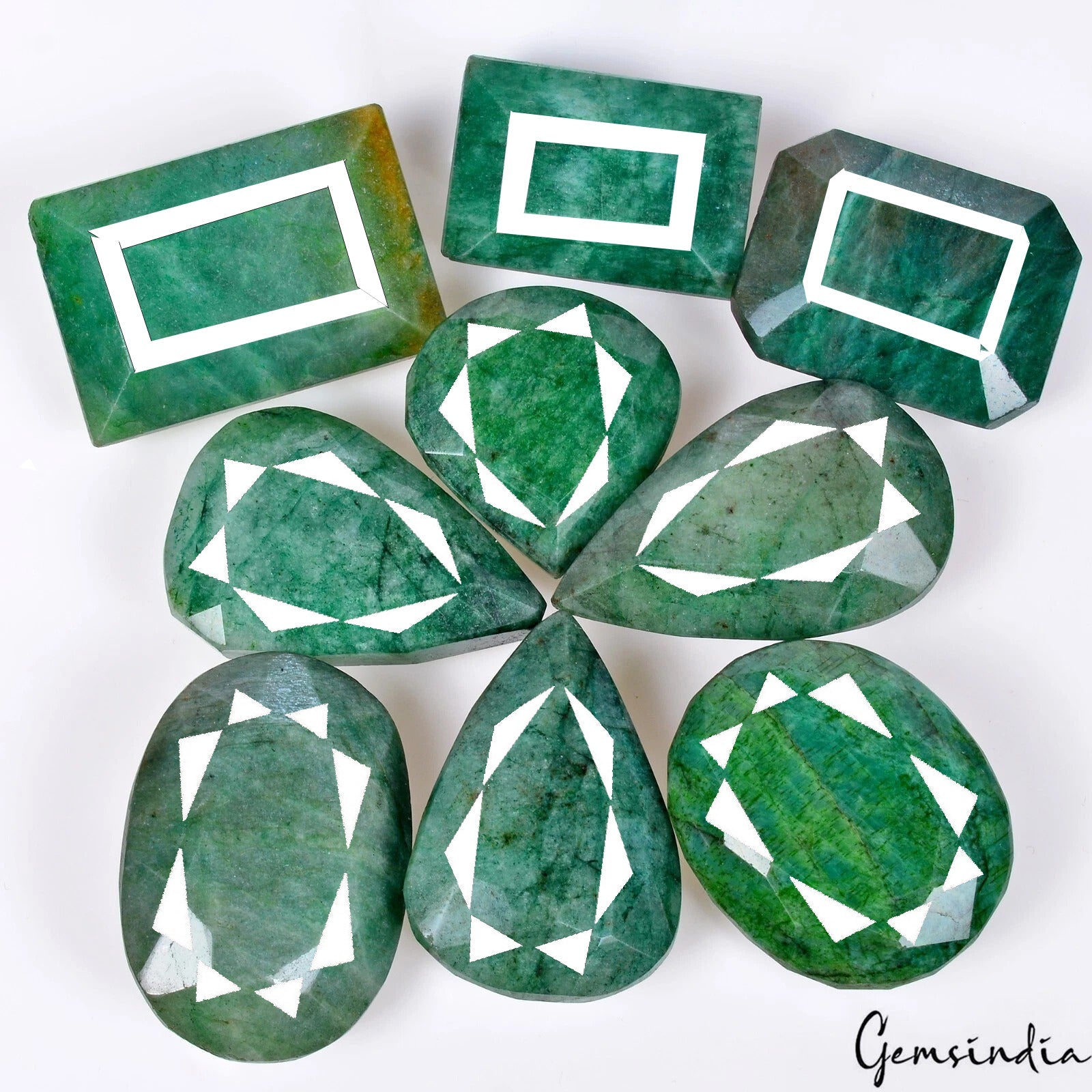 1130 Cts/9 Pcs Natural Brazilian Green Emerald Mix Cut Loose Wholesale Gems Lot
