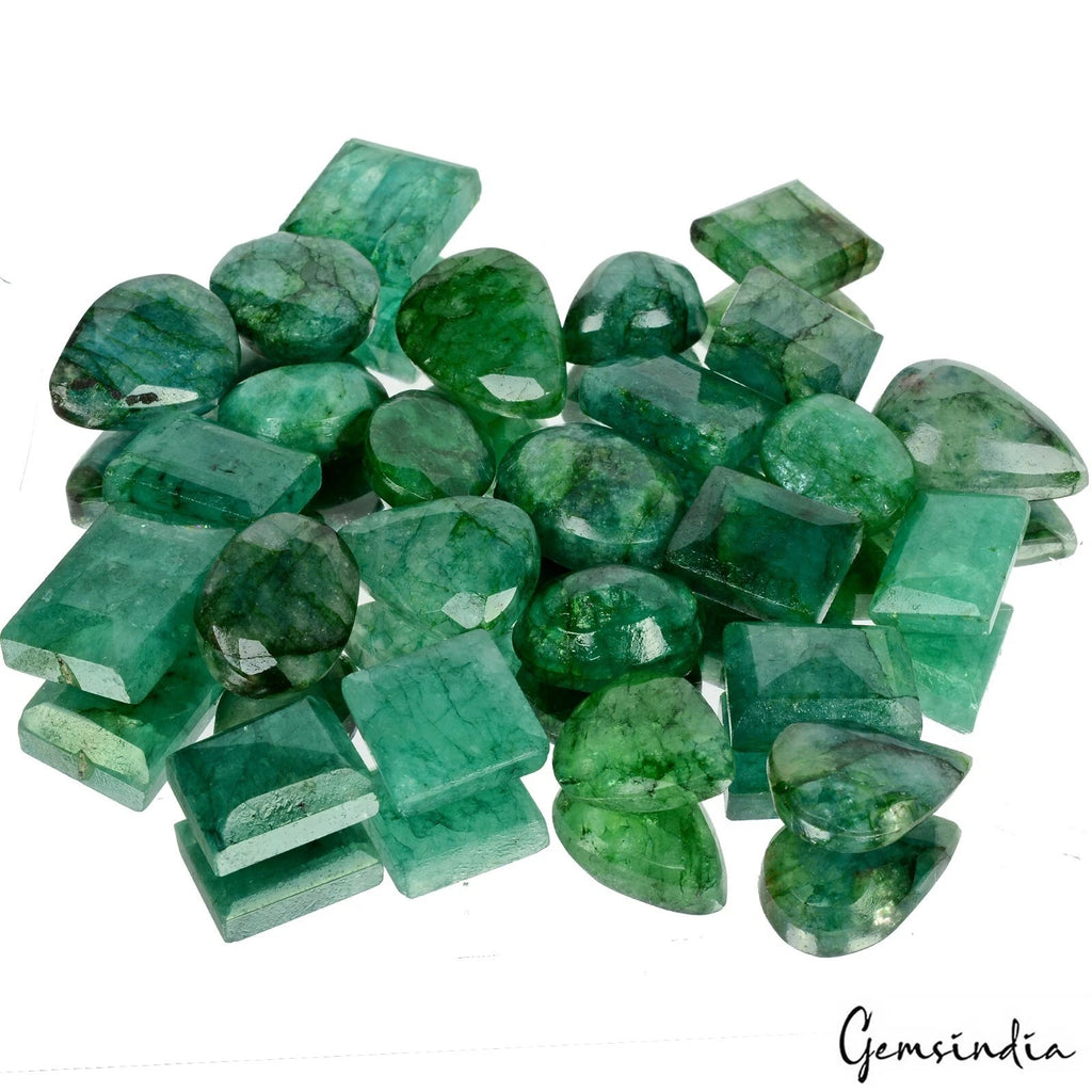 Emerald Lot, Loose Gemstone, Color Enhanced, Green — 25 Pieces, 16mm to 20mm, 350 Ct, Brazil