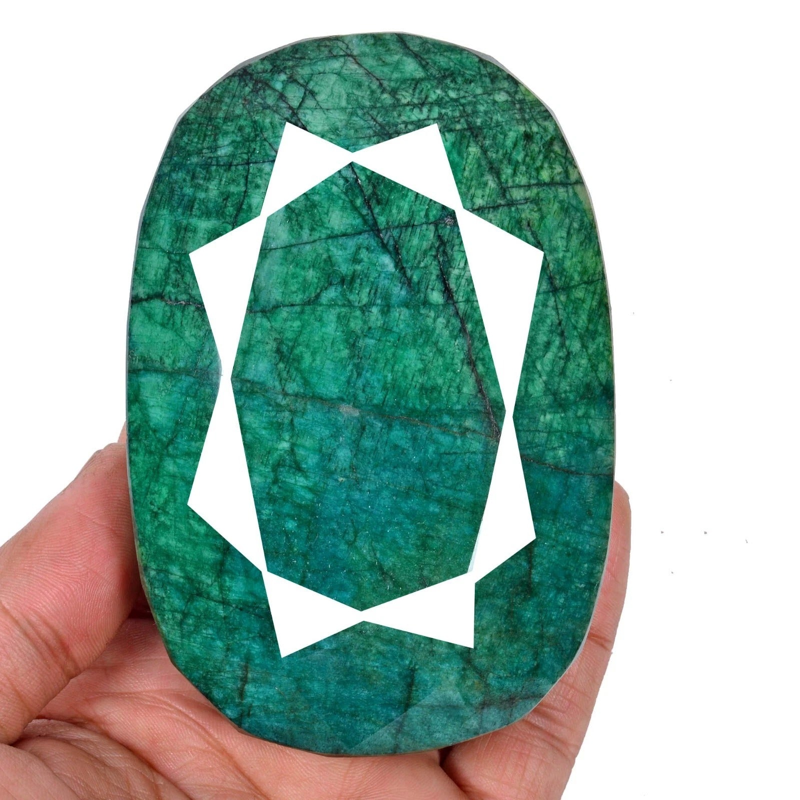 Emerald Loose Gemstone, Oval Cut, Color Enhanced — 104x70x46 mm, 3020 Ct, Brazil