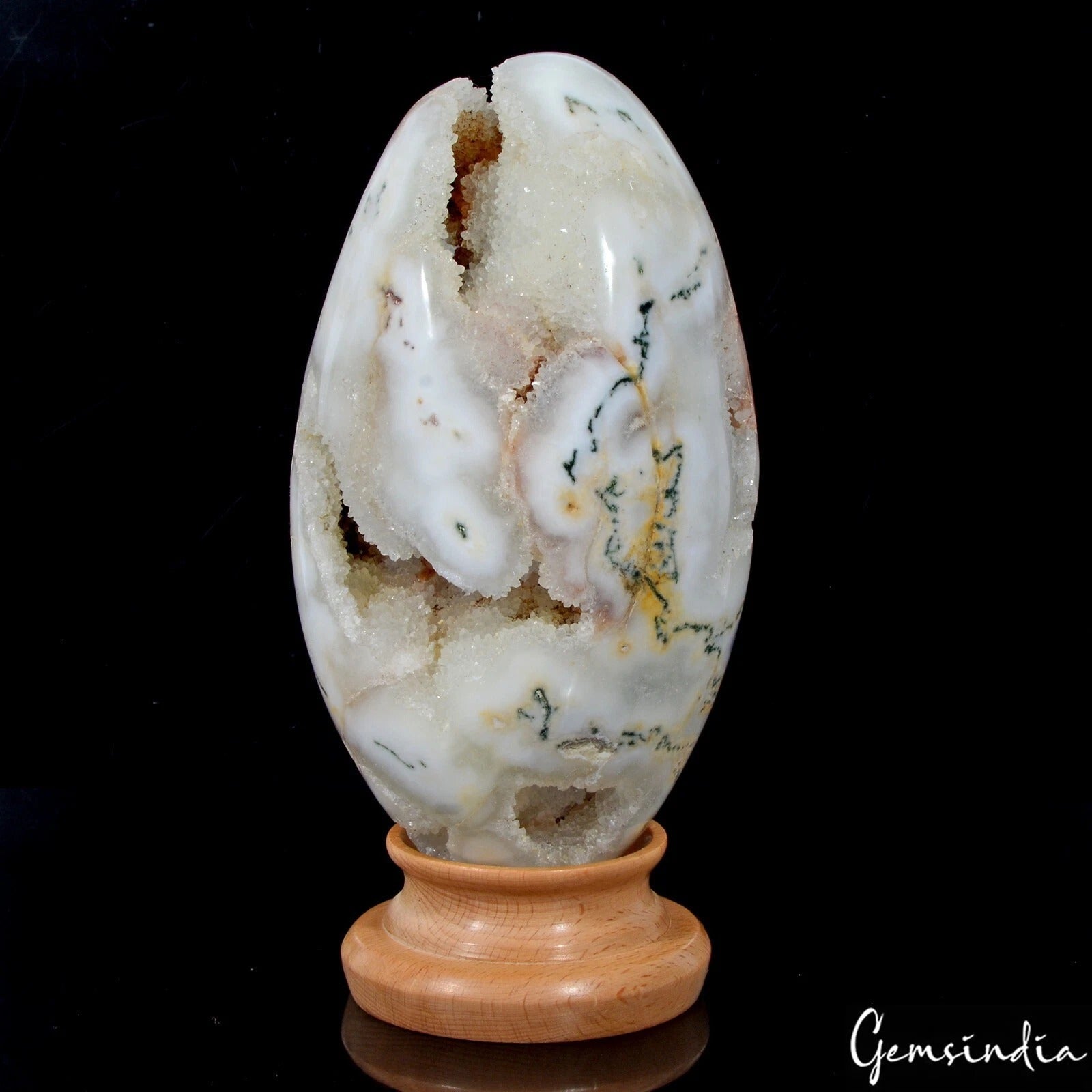 1.7 Kg Natural Dendrite Moss Agate Druzy Crystal Egg Geode Specimen Reiki Decor
