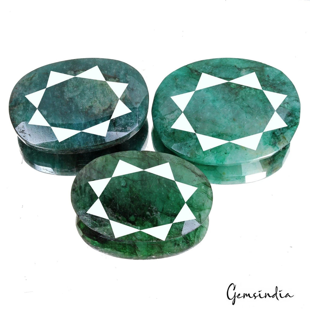 1020 Cts/3 Pcs Natural Brazilian Green Emerald Oval Cut Loose Wholesale Gems Lot