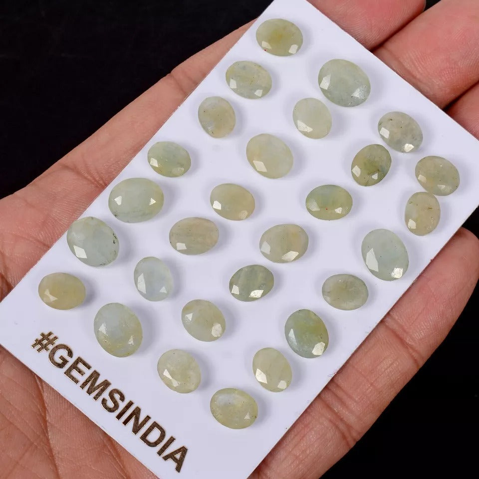 56 Ct/29 Pcs Natural Untreated Green Beryl Aquamarine Oval Loose Gem For Jewelry