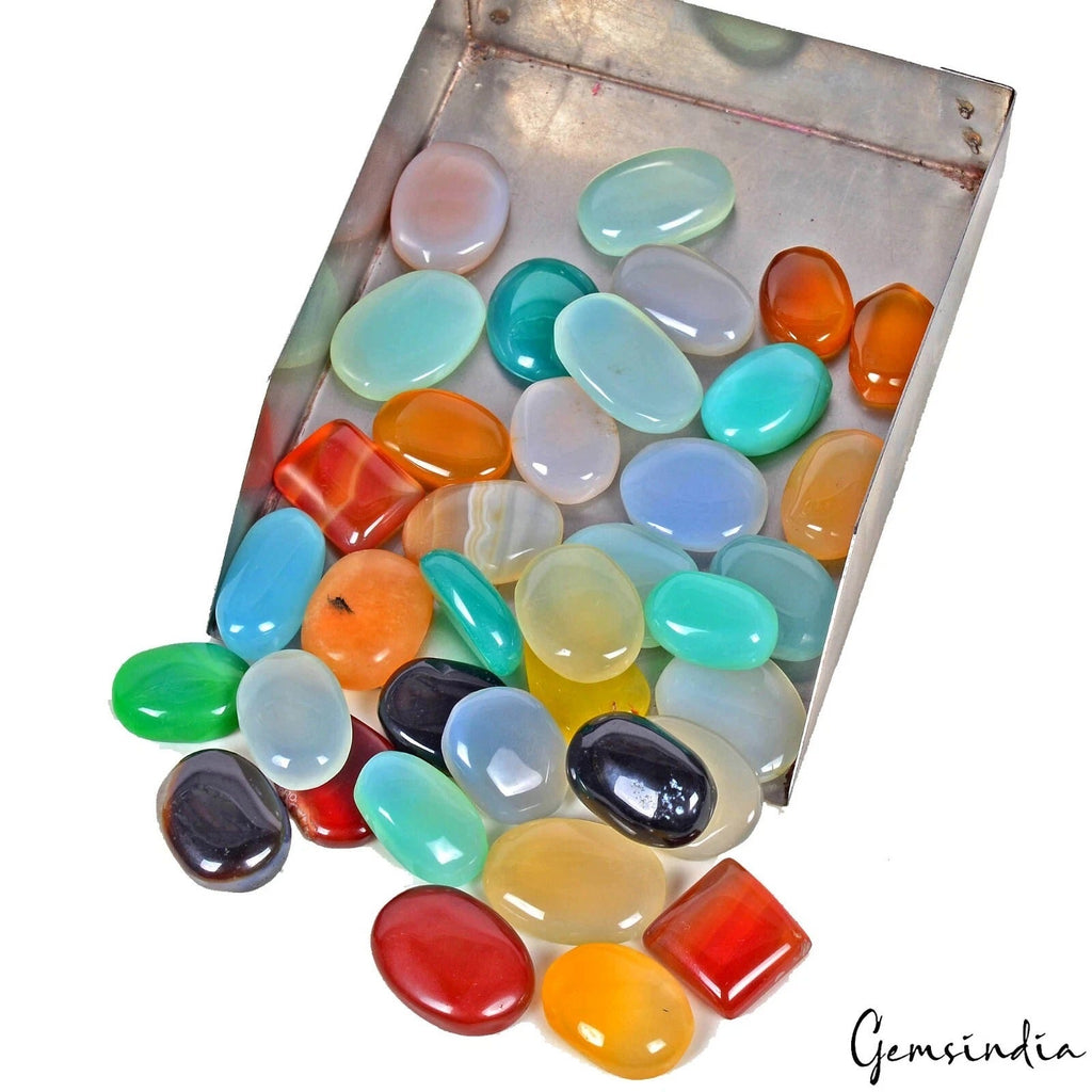 760 Ct Natural Multicolor Untreated Onyx Mix Cab Loose Gems Lot 37Pc For Jewelry