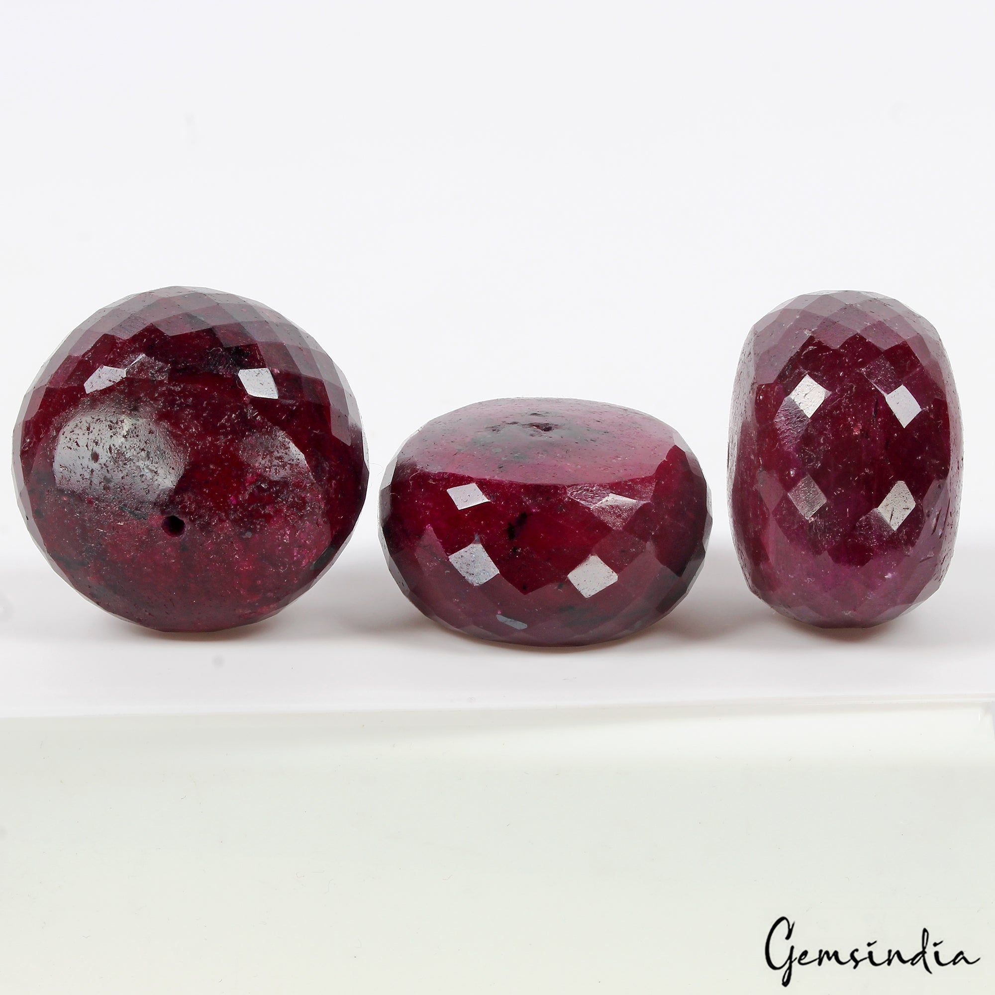 840 Ct Natural African Red Ruby Round Faceted 32-34mm Drill Bead Loose Gems Lot