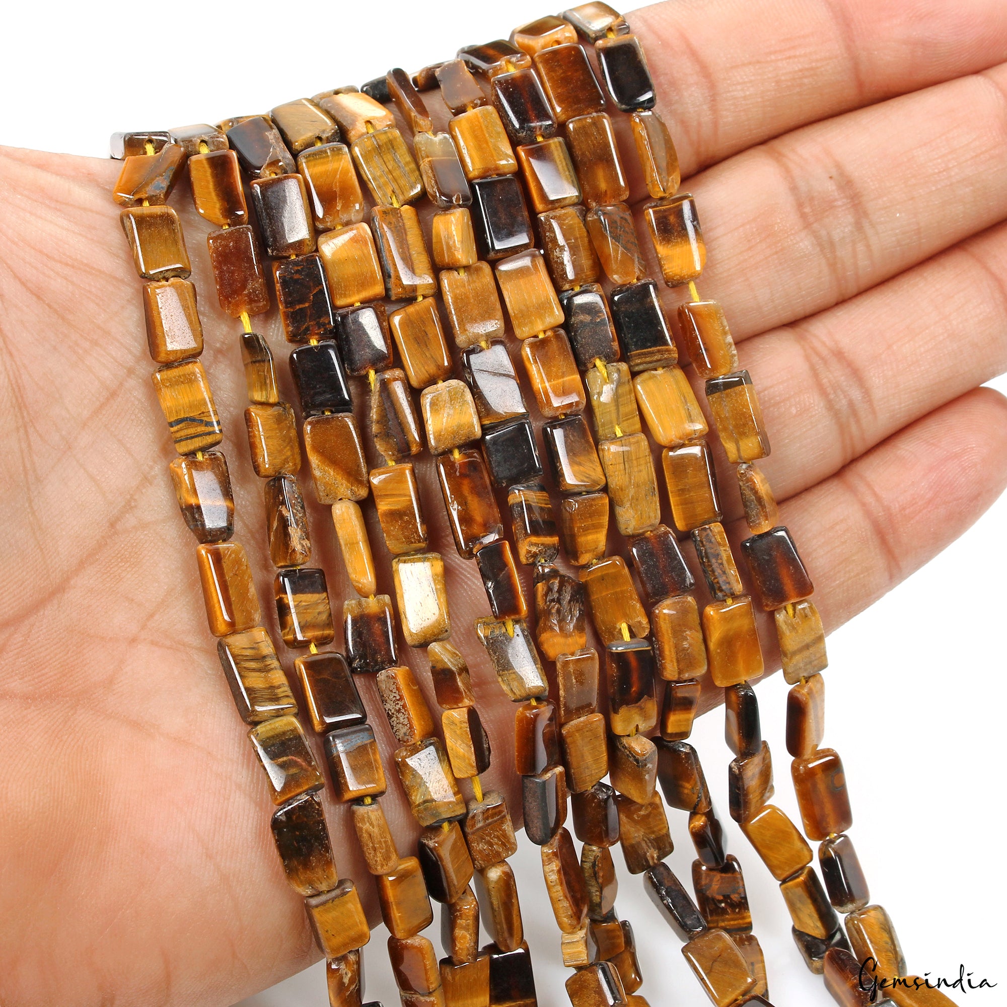 Tiger Eye Beaded Strand, Untreated — 7mm to 10mm, 590 Ct