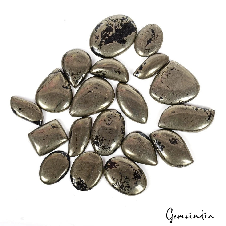 660 Ct/19 Pcs Natural Untreated Apache Gold Pyrite Mix Cab Loose Gem For Jewelry